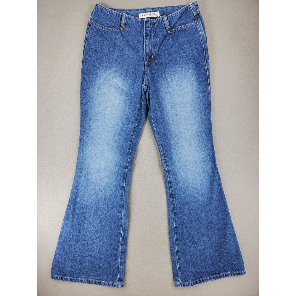 Z. Cavaricci Jeans Women 28 Blue Flare Wide Leg Vintage Y2K Denim Mid Rise